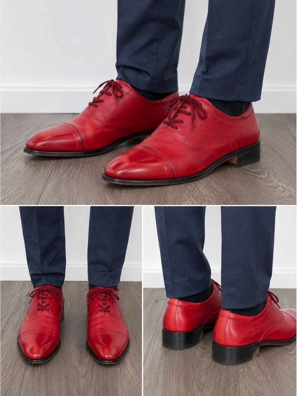 Vintage Mario Cerutti Red Leather Lace-Up Shoes Made in Italy Size 8